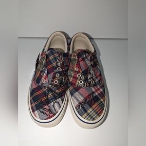 NWT 10 Polo Ralph Lauren Men's Madras Plaid Keaton Slip-on Sneakers